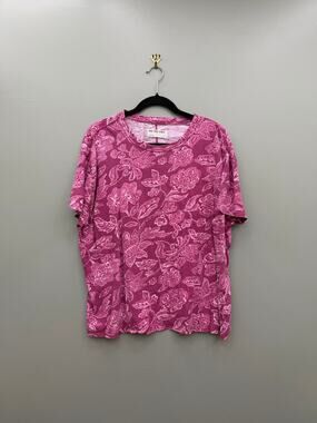 Free People We The Free Pink Floral Cotton Tee Size Small Oversized